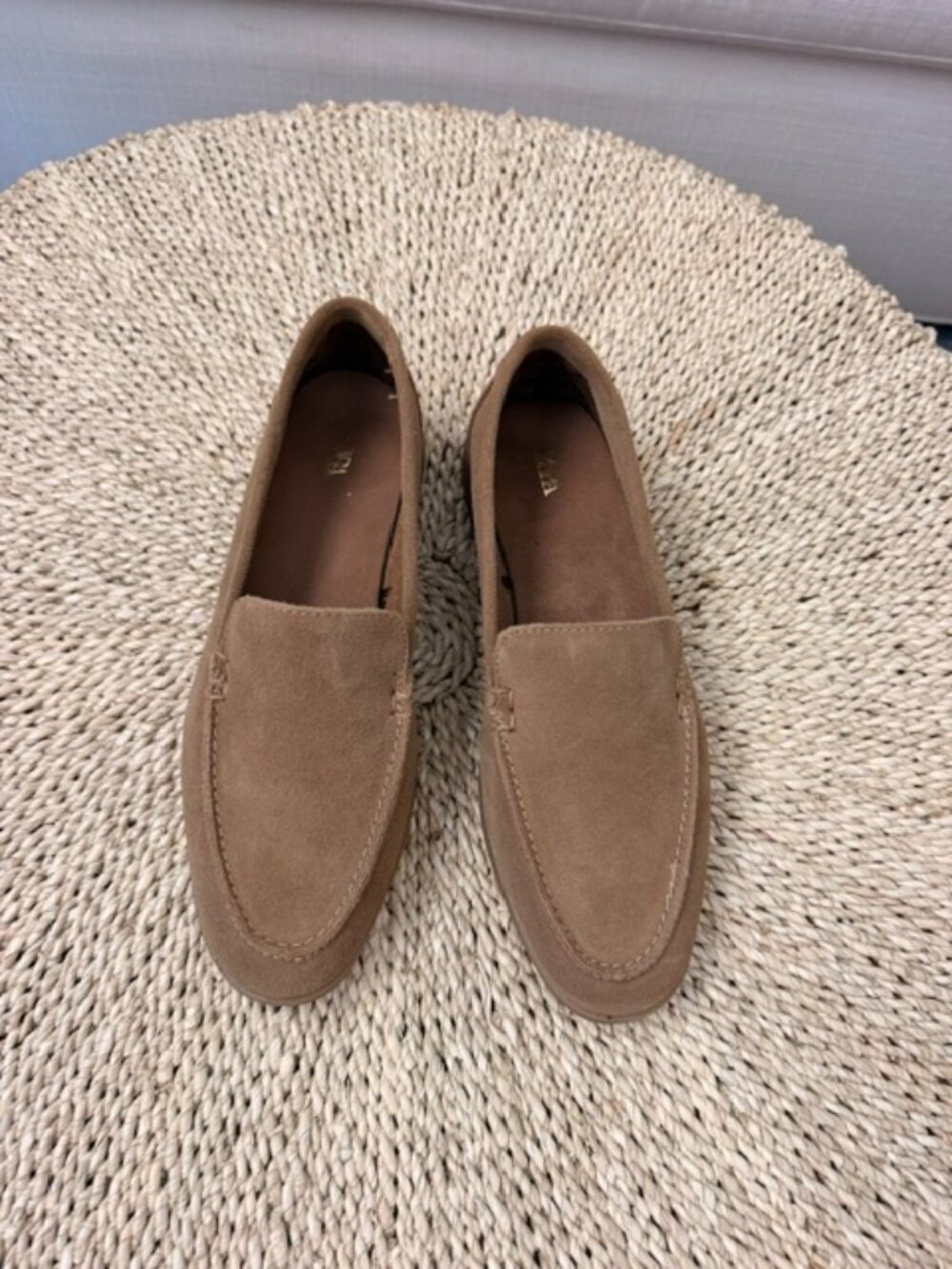 New Zara Sandy Brown Split Soft Suede Loafers, size 36 - Picture 2 of 10